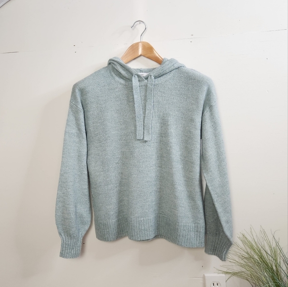 Reitmans Green Hooded Sweater Pullover Cozy Loungewear Knit Loose Slouchy warm - Picture 4 of 9